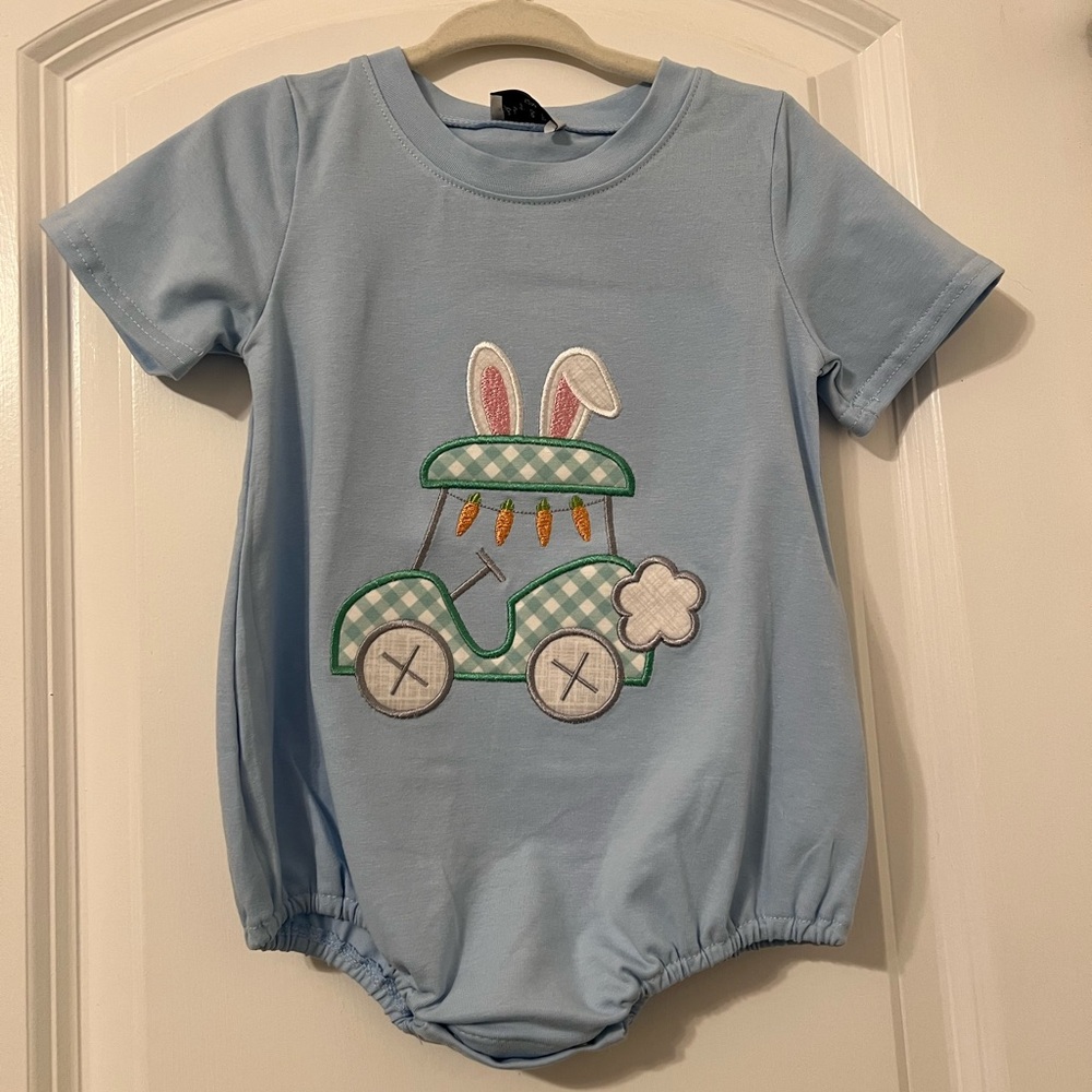 Abby & Evie Blue Easter Golf Cart Baby Bubble